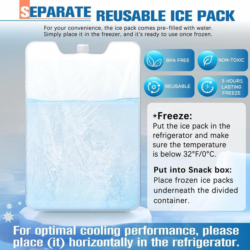 Chilled Portable Snackle Box Container with Reusable Ice Pack Divided Serving Tray Bonus Insulated Bag Dip Containers Forks for Charcuterie Snack Fruit Beach Travel Picnic Party Back to School Gift
