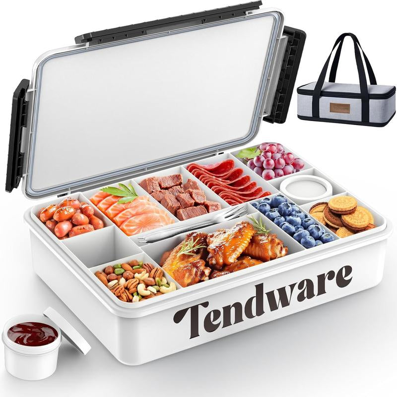 Chilled Portable Snackle Box Container with Reusable Ice Pack Divided Serving Tray Bonus Insulated Bag Dip Containers Forks for Charcuterie Snack Fruit Beach Travel Picnic Party Back to School Gift