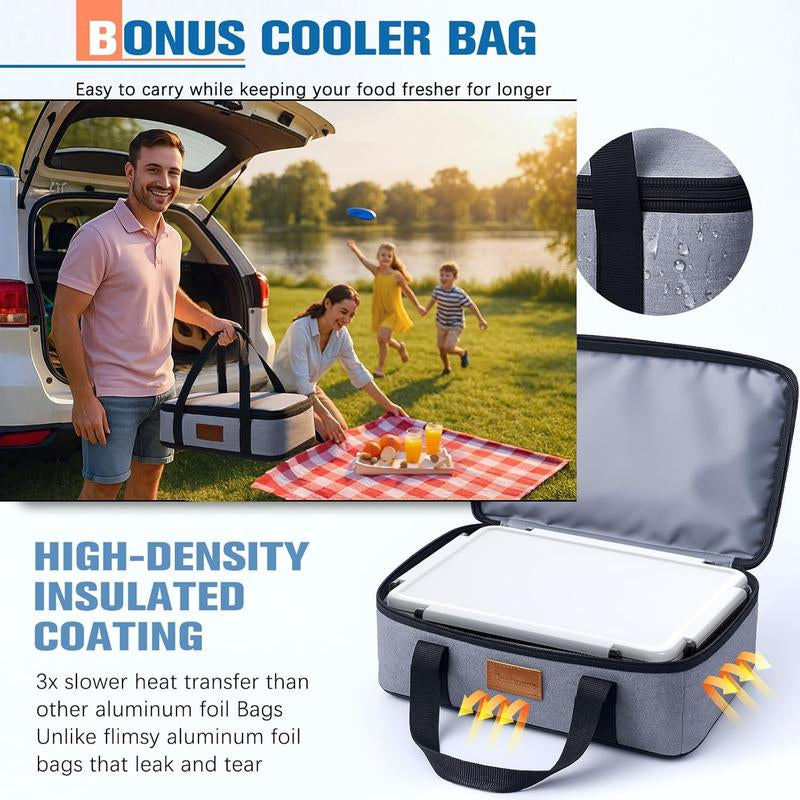 Chilled Portable Snackle Box Container with Reusable Ice Pack Divided Serving Tray Bonus Insulated Bag Dip Containers Forks for Charcuterie Snack Fruit Beach Travel Picnic Party Back to School Gift
