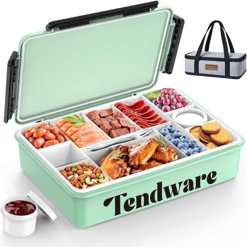 Chilled Portable Snackle Box Container with Reusable Ice Pack Divided Serving Tray Bonus Insulated Bag Dip Containers Forks for Charcuterie Snack Fruit Beach Travel Picnic Party Back to School Gift