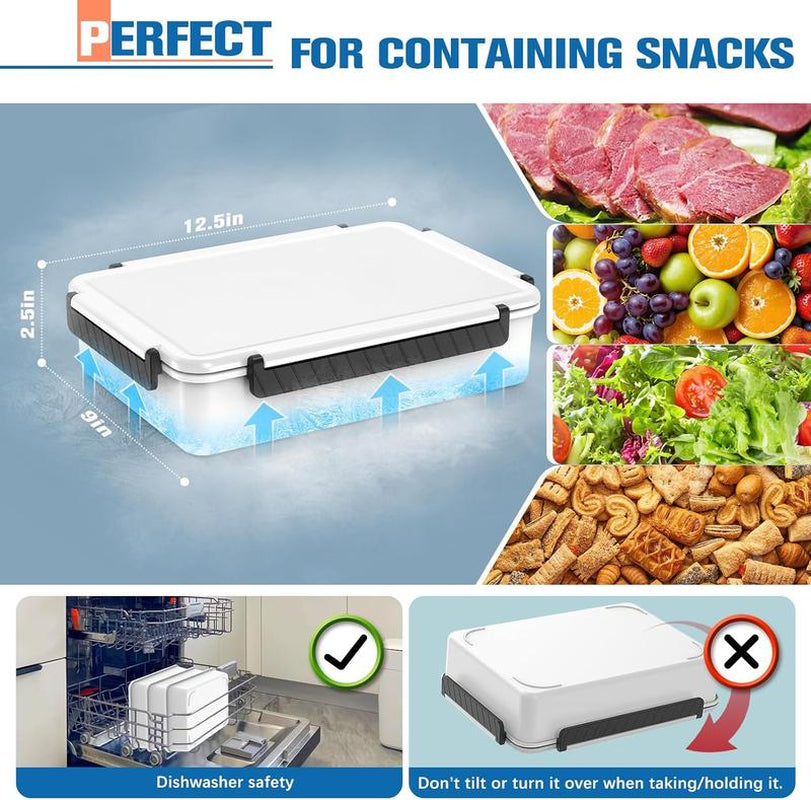 Chilled Portable Snackle Box Container with Reusable Ice Pack Divided Serving Tray Bonus Insulated Bag Dip Containers Forks for Charcuterie Snack Fruit Beach Travel Picnic Party Back to School Gift