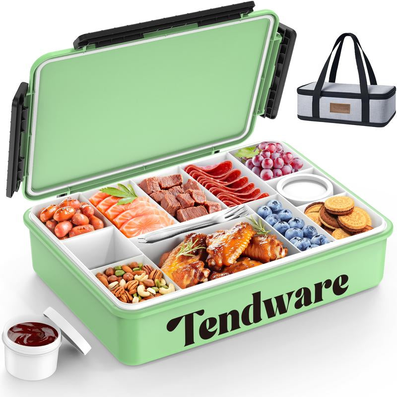 Chilled Portable Snackle Box Container with Reusable Ice Pack Divided Serving Tray Bonus Insulated Bag Dip Containers Forks for Charcuterie Snack Fruit Beach Travel Picnic Party Back to School Gift