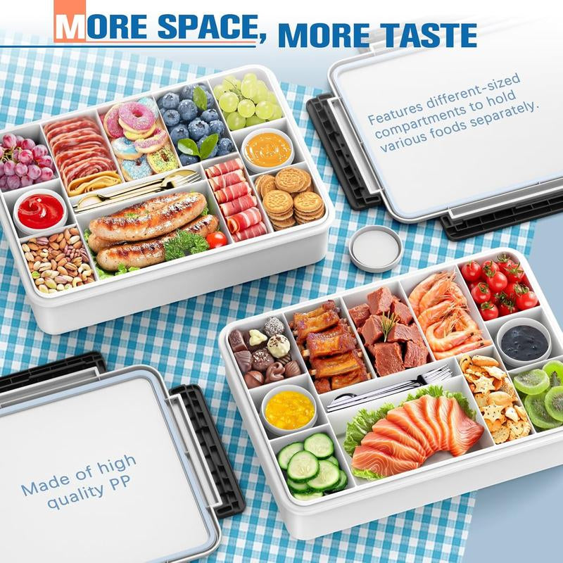 Chilled Portable Snackle Box Container with Reusable Ice Pack Divided Serving Tray Bonus Insulated Bag Dip Containers Forks for Charcuterie Snack Fruit Beach Travel Picnic Party Back to School Gift