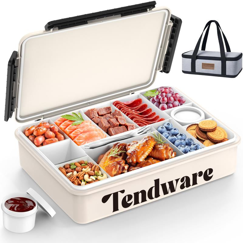 Chilled Portable Snackle Box Container with Reusable Ice Pack Divided Serving Tray Bonus Insulated Bag Dip Containers Forks for Charcuterie Snack Fruit Beach Travel Picnic Party Back to School Gift