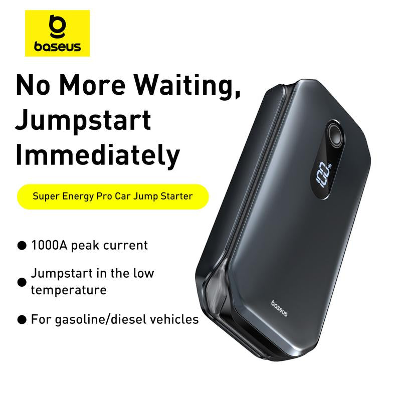 Baseus 1000A Portable Car Jump Starter Pack Booster Charger Battery Gift for Him Fast Deliver C02 Phone Holder T-Space Holder