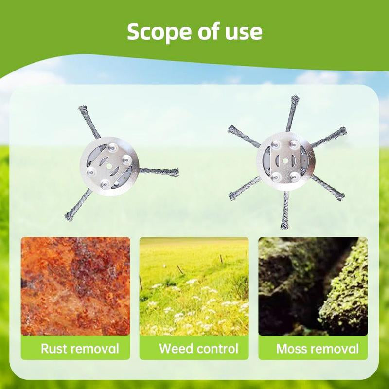 Steel Wire Rotary Brush Cutter Trimmer Head, (Bore 0.2Inch/5Mm) Weed Wacker Replacement Heads, Wired Trimmer Head Replacement for Electric Battery Powered Cordless String Trimmer, Weed Eater, Moss & Rust Removal