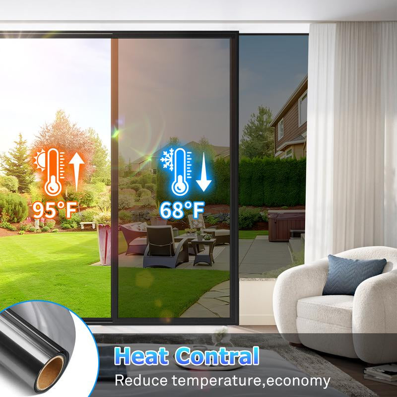 Lentorgi-Thermal Control Window Film, Window Tint Sun Shading and UV Protection, One Way Privacy Mirror Reflective Film, Explosion Proof Premium PET Material