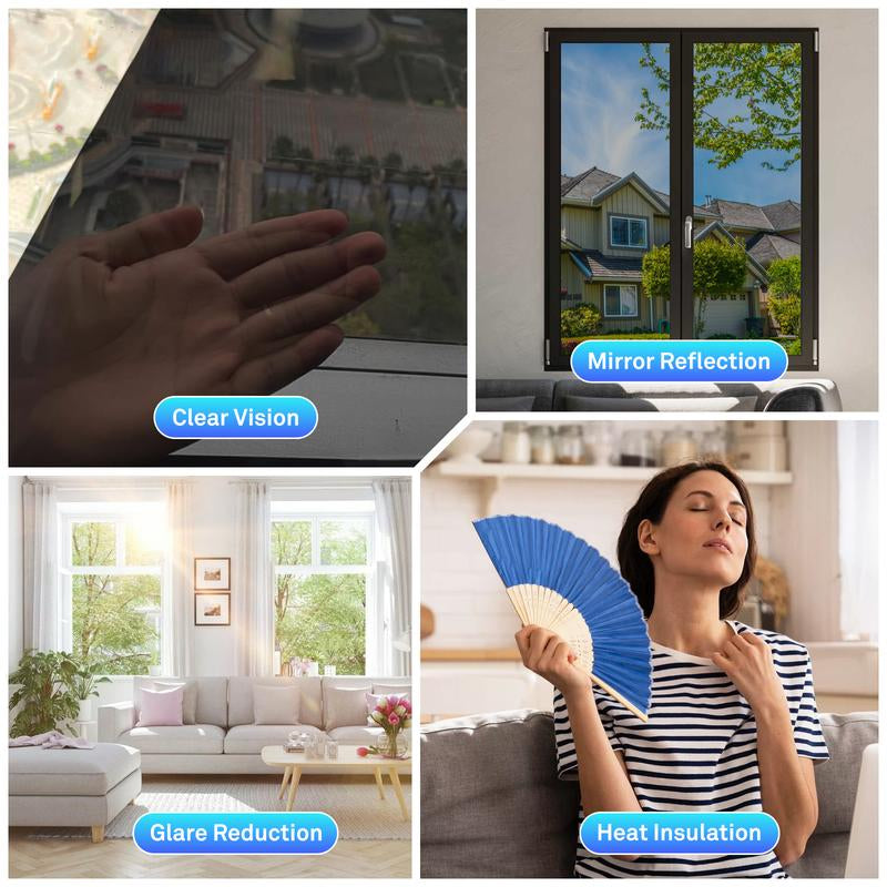 Lentorgi-Thermal Control Window Film, Window Tint Sun Shading and UV Protection, One Way Privacy Mirror Reflective Film, Explosion Proof Premium PET Material