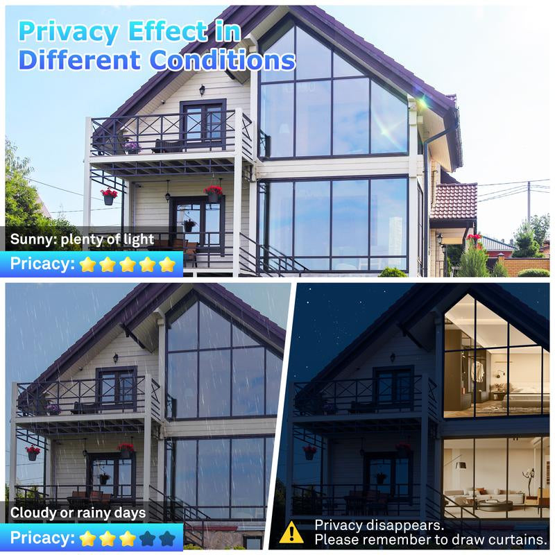 Lentorgi-Thermal Control Window Film, Window Tint Sun Shading and UV Protection, One Way Privacy Mirror Reflective Film, Explosion Proof Premium PET Material