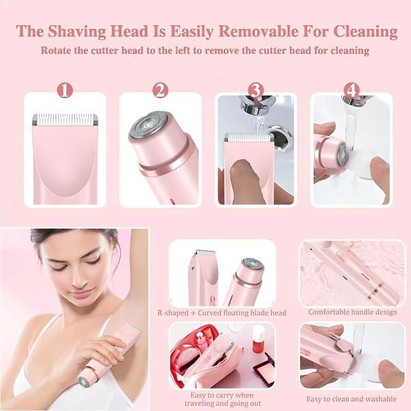 Mother'S Day Gift, Electric Hair Trimmer for Women, 2 in 1 Body & Facial Hair Removal Double Head Trimmer for Face Underarm Legs, Gifts for Girl, Women'S Electric Shaver, Bikini Shaver for Women, Rechargeable,Dual-Head,Bikini,Trimmer