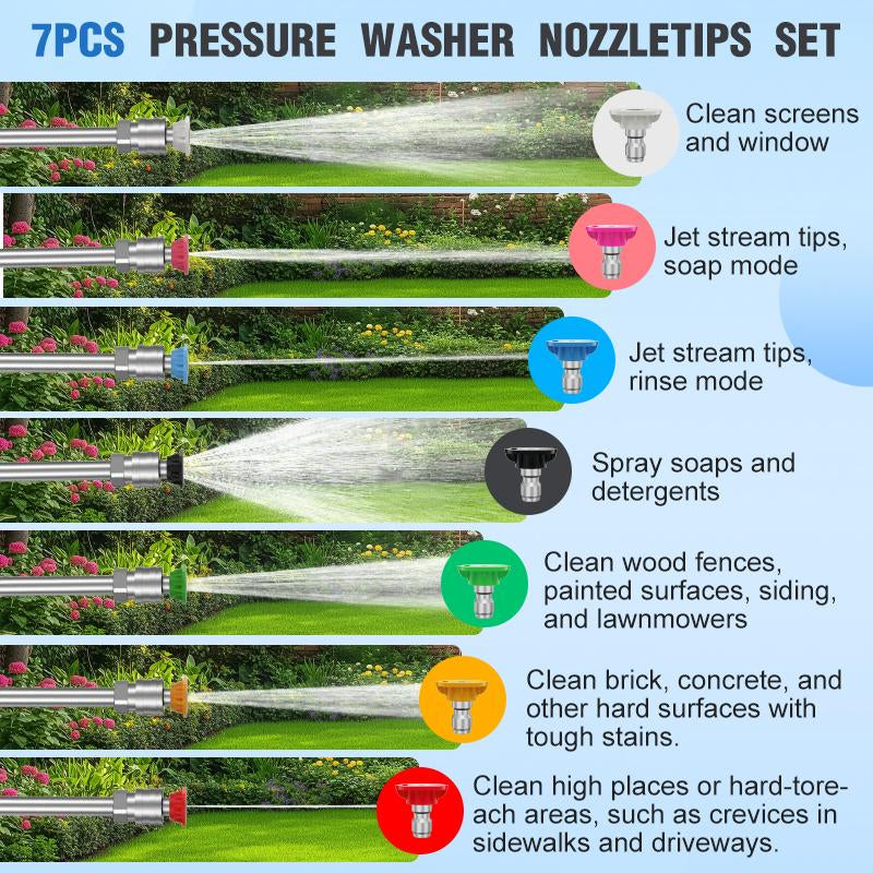 SOARFLY Pressure Washer Foam Cannon – 7 Nozzles, 1.5L Bottle, Quick Connect, Foam & Rinse Modes, Car Cleaning Kit