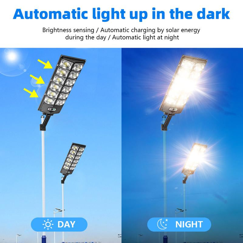 Solar Street Light Outdoor Solar Parking Lot Light, LED Wide Angle Lamp with Motion Sensor IP67 Waterproof Commercial Lighting Modern，Dealsforyoudays