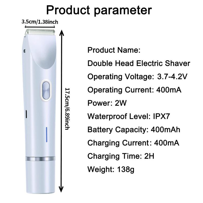 Mother'S Day Gift, Electric Hair Trimmer for Women, 2 in 1 Body & Facial Hair Removal Double Head Trimmer for Face Underarm Legs, Gifts for Girl, Women'S Electric Shaver, Bikini Shaver for Women, Rechargeable,Dual-Head,Bikini,Trimmer