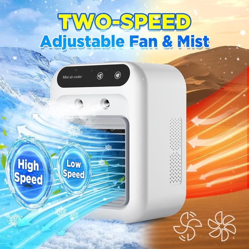 Portable Air Conditioners, 3-In-1 Cooling Fan with 2-Speed Mist Fan, Mini Air Cooler for Traveling, Office, Living Room, Bedroom