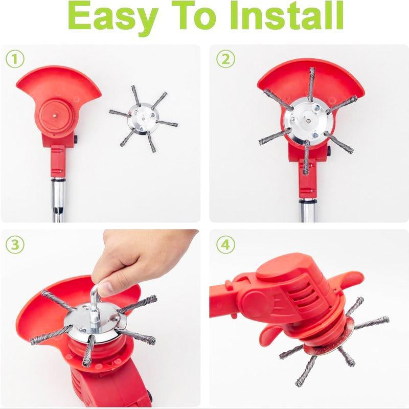 Steel Wire Rotary Brush Cutter Trimmer Head, (Bore 0.2Inch/5Mm) Weed Wacker Replacement Heads, Wired Trimmer Head Replacement for Electric Battery Powered Cordless String Trimmer, Weed Eater, Moss & Rust Removal