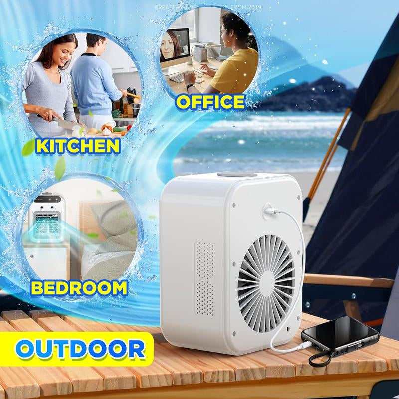 Portable Air Conditioners, 3-In-1 Cooling Fan with 2-Speed Mist Fan, Mini Air Cooler for Traveling, Office, Living Room, Bedroom