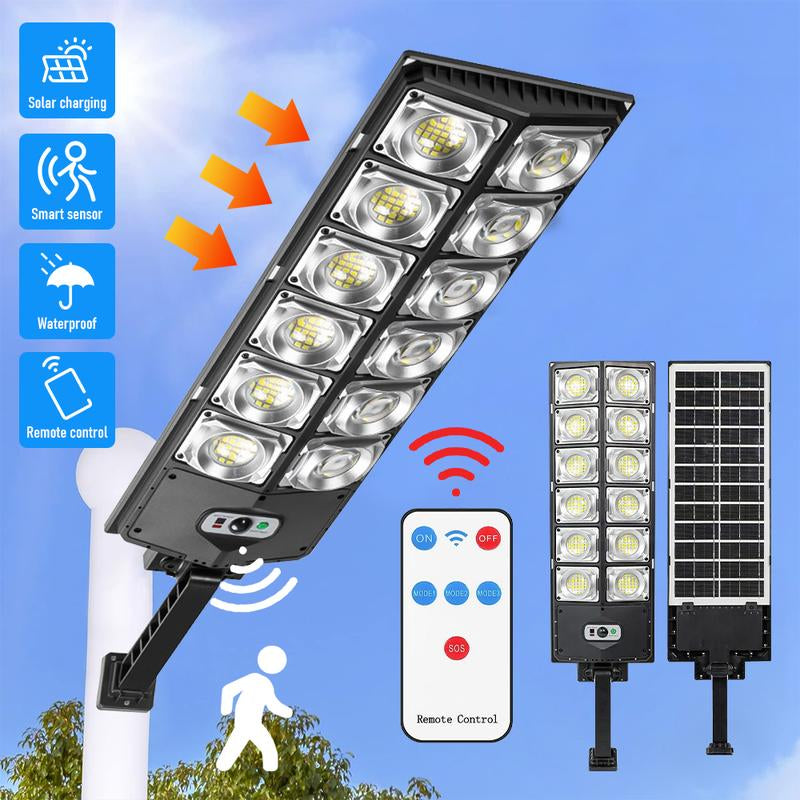 Solar Street Light Outdoor Solar Parking Lot Light, LED Wide Angle Lamp with Motion Sensor IP67 Waterproof Commercial Lighting Modern，Dealsforyoudays