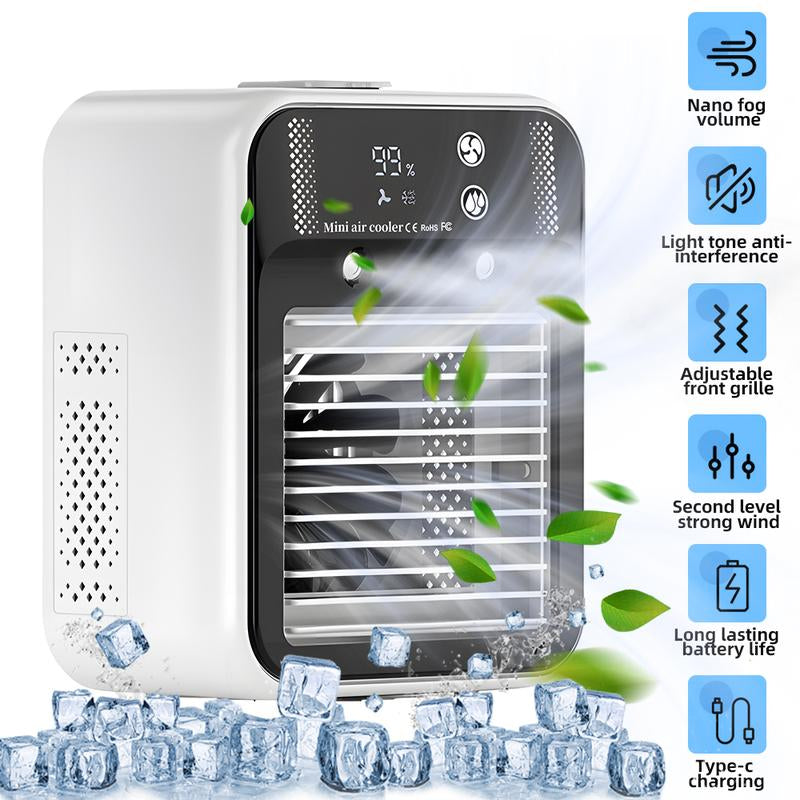Portable Air Conditioners, 3-In-1 Cooling Fan with 2-Speed Mist Fan, Mini Air Cooler for Traveling, Office, Living Room, Bedroom