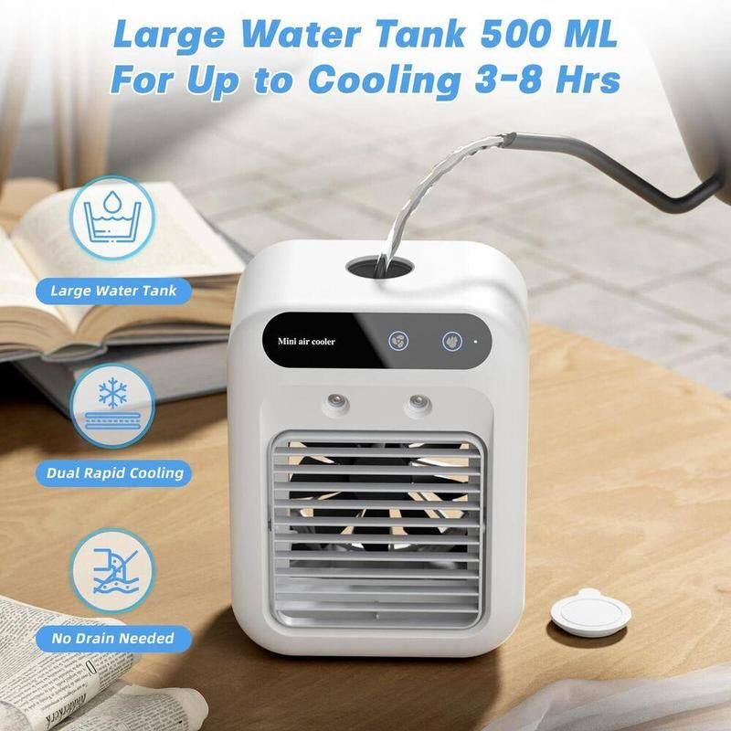 Portable Air Conditioners, 3-In-1 Cooling Fan with 2-Speed Mist Fan, Mini Air Cooler for Traveling, Office, Living Room, Bedroom