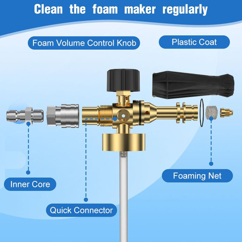SOARFLY Pressure Washer Foam Cannon – 7 Nozzles, 1.5L Bottle, Quick Connect, Foam & Rinse Modes, Car Cleaning Kit