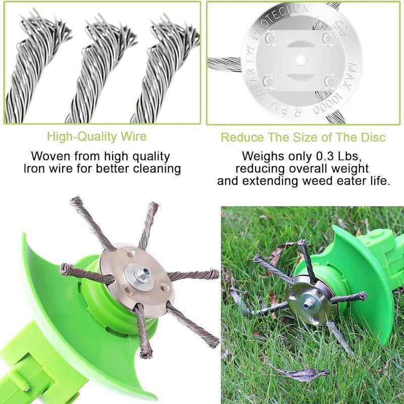 Steel Wire Rotary Brush Cutter Trimmer Head, (Bore 0.2Inch/5Mm) Weed Wacker Replacement Heads, Wired Trimmer Head Replacement for Electric Battery Powered Cordless String Trimmer, Weed Eater, Moss & Rust Removal